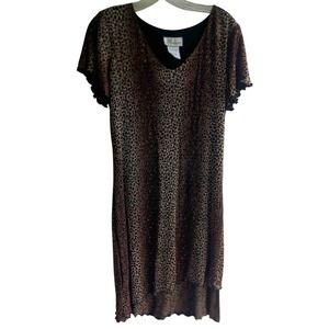 Dressbarn Leopard Animal Print V-Neck Knee-Length Dress Size‎ 10 Stretch Classic
